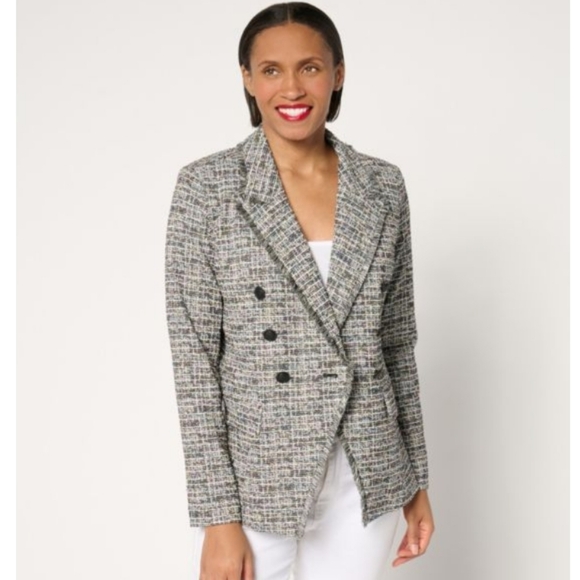 Belle by Kim Gravel Jackets & Blazers - Belle by Kim Gravel Multicolor Tweed Stretch Blazer